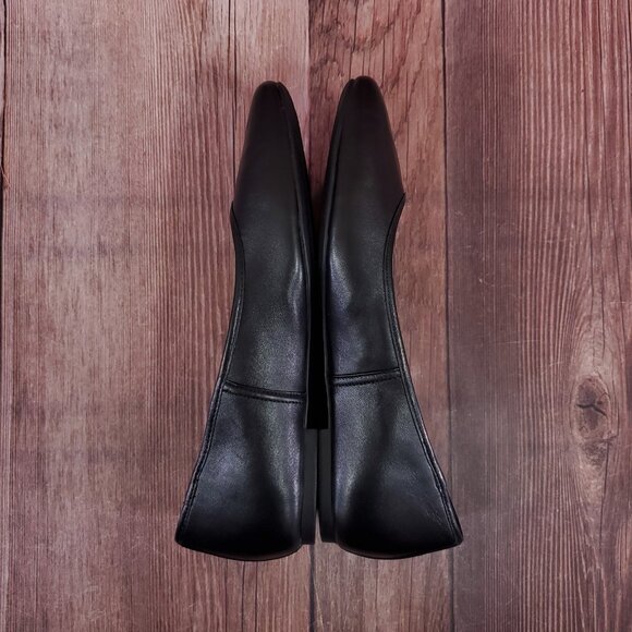 Vionic Orinda Ballet Flats Womens Size 8.5 Wide Square Toe Shoes Black Leather - Picture 9 of 15